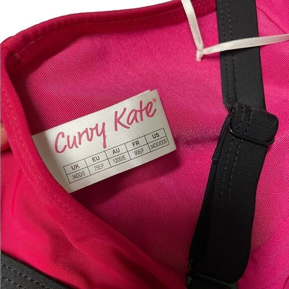 Curvy Kate logo DD/DDD Subtropic Non Wired Plunge Swimsuit Cherry Red/Pink - Picture 3 of 4